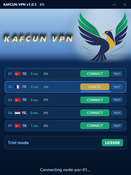 Kafcun connecting state with amber button
